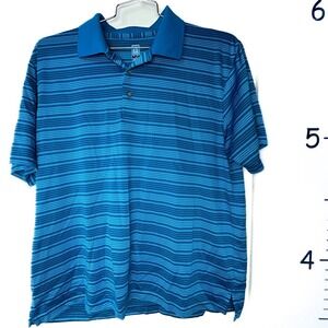 PGA Tour Blue Striped‎ Golf Polo Shirt Men's XL Sporty Preppy Athletic